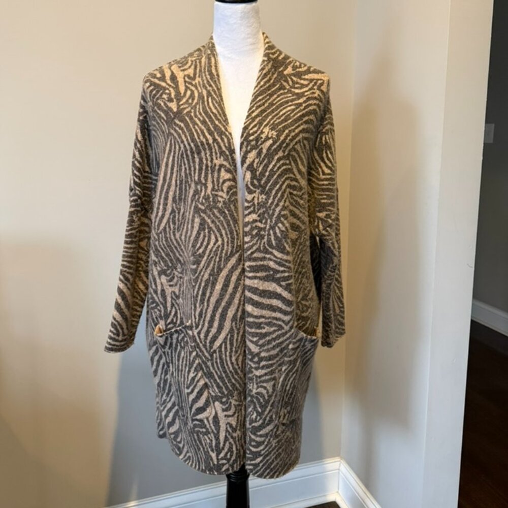 Rapsodia Zebra Print Boho Knit Coat Statement Jacket M/L